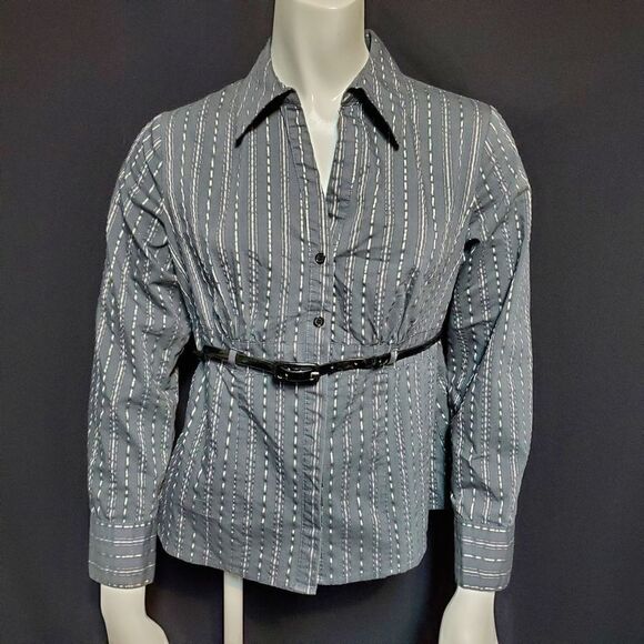 Worthington Gray & Silver Button Down Shirt & Belt - Picture 2 of 5